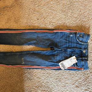 New Zara Jeans- cute red & white stripe down side